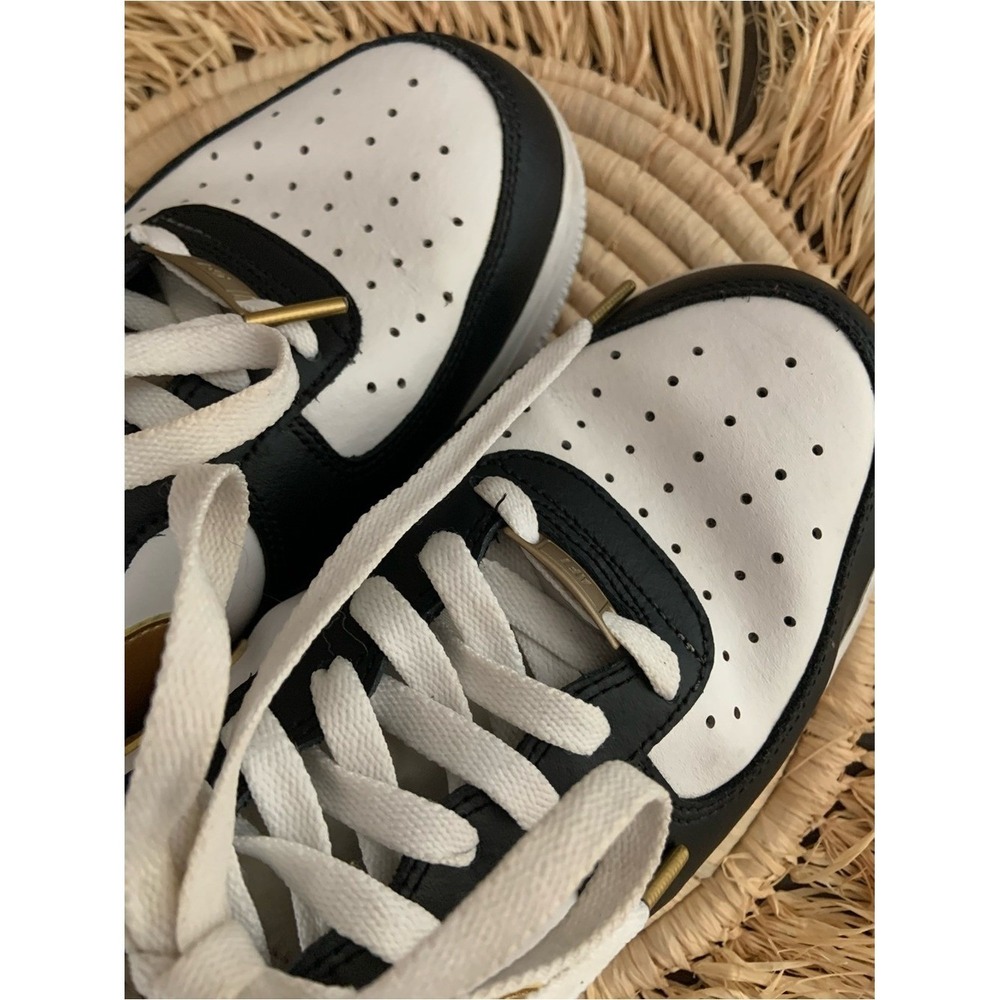 NIKE Men's Air Force One Black White Gold Sneakers Size‎ 10.5 - Picture 14 of 16